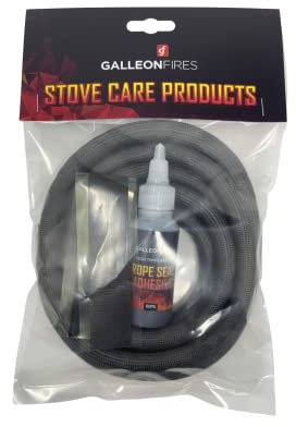 13mm Stove Fire Rope Pack, Black,Over Braid Fire Rope Seal Pack (with 50ml Super Seal Glue) 13mm x 2M