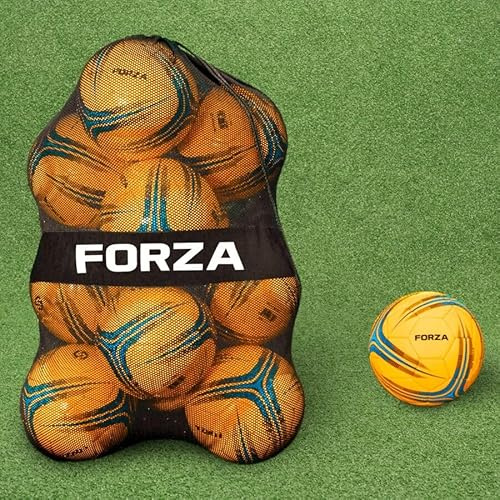 FORZA Footballs with Mesh Storage Carry Bag & Multiple Pack Sizes - Variety of Ball Types for Football Matches, Competitions & Training (Training (Orange), Size 4 (Pack of 12))