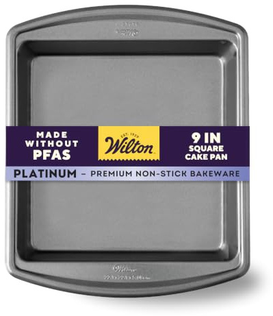 Wilton Platinum Non-Stick Square Cake Pan - Baking Pan for Brownies & Small Cakes - Made Without PFAS - Dishwasher Safe & Even Heat Distribution - 9 x 9 x 2 Inch