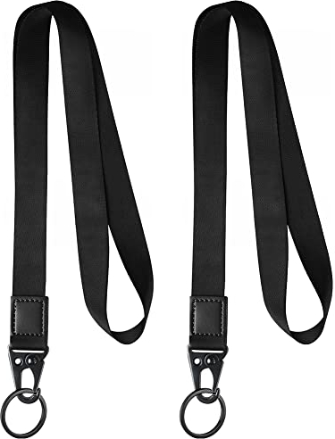 Vicloon Umhängeband Schlüsselband, 2 Stück Schlüsselband Lanyard, Neck Lanyard strip mit und echtem Leder, mit Metall Ring, für Schlüssel, ID Badge Card Holder, Brieftaschen und Ausweishalter(Schwarz)