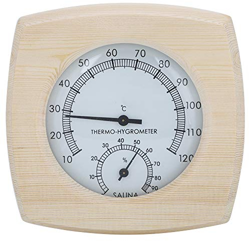 Hapivida Sauna Thermo Hygrometer 13,5x13x2,5 cm 2-in-1 Wood Thermo Hygrometer Holz Sauna Thermometer Hygrometer, Präziser Temperatur und Luftfeuchtigkeitsmesser für Badezimmer Saunaraum