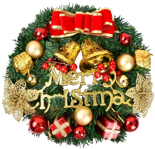 Natuce 30CM Weihnachten Blumen Türkranz, Girlande Weihnachten, Weihnachtskranz Für Wandbehang Dekoration, Weihnachtsgirlande Künstlich Tannengirlande, Weihnachtsdeko, Weihnachtsdeko Anhänger (B)