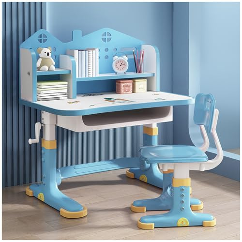 SINBINTA Kinder-Schreibtisch-Set mit Stuhl, höhenverstellbar, Raketenblau