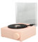 Tocadiscos Vintage, Tocadiscos Portátil Bluetooth de 3 Modos con Reloj Despertador, Tocadiscos de Audio y Vídeo con Pantalla Oculta (Rosa)
