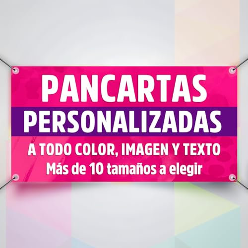 Pancarta Personalizada para Publicidad Exterior - Lona Personalizada con Foto, Logo, Texto, Comunion, Bodas, Banderas - Cartel con Fotos Texto (100x100 cm)