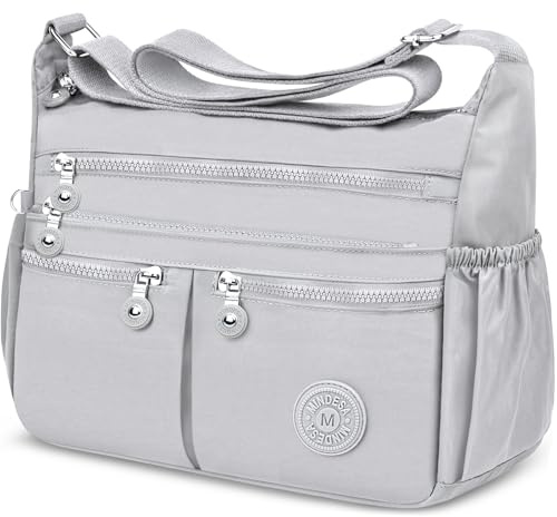 TEUEN Sac Bandoulière Femme Grande Capacité Sac à Main Bandoulière Imperméable en Nylon Messager avec Bandoulieres Réglable et Multi-Poches pour Voyage Université Usage Quotidien