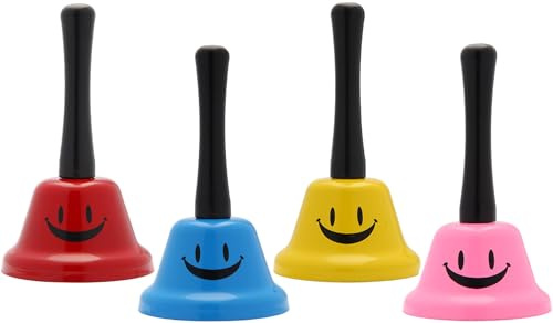 4 Stück Tischglocke Rezeptionsklingel, Metall Tischklingel Lächeln Muster Handglocke Tischglocke für Hotel Rezeption, Bars, Küche, Schule, Restaurant, Schule und Lagerhallen