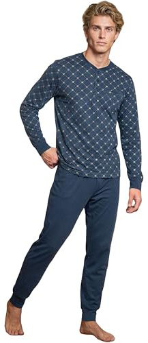 o-day Vanue Pigiama Uomo Cotone Leggero Lungo Primaverile M-XXL (IT, Testo, XL, Regular, Regular, Modello 2)