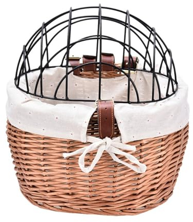 Cestino per bici per cani, Cestino per biciclette in portaoggetti intrecciato a mano, Cestini per bici in tessuto staccabile, portabici per gatti, cestino per anteriore per animali domest