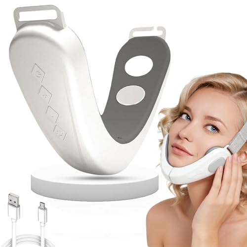 Papada Lifting V-Face, Masajeador Facial Shapping, V Face Masajeador Facial, Antiarrugas Lifting Tonificante, Entrenador de mandíbula para reducción de papada, Levantamiento Facial y Contorno(Blanco)