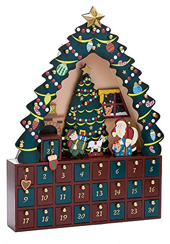 Kurt Adler Christmas Tree 24-Piece Advent Calendar, 16-Inch