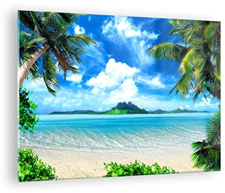 Vidrios decorativos Playa vacaciones isla palma Cuadro Sobre Vidrio Moderno 70x50cm Decoracion Salon Dormitorio Cocina Cuadros Pared Impresiones Impresión en Cristal Wall Art Prints GAA70x50-2528
