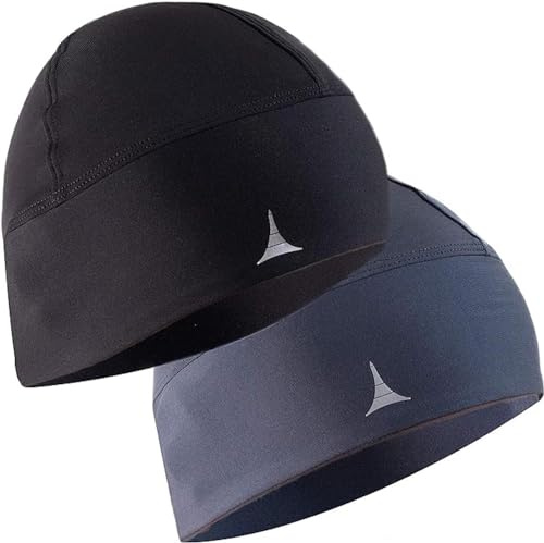 French Fitness Revolution - Bonnet de Course, Doublure de Casque pour Le Running - Rétention Thermique et Évacuation de l’Humidité Optimales - Idéal à Porter sous Un Casque - 2 Packs : Noir & Gris