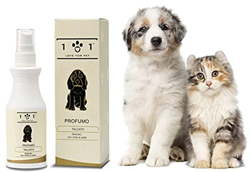 Perfume Natural para Perros y Gatos – Colonia Spray, Fragancia de Talco – Desodorante y Corrector de olor de mascotas – No irrita la piel y las mucosas – Linea 101, 100 ml