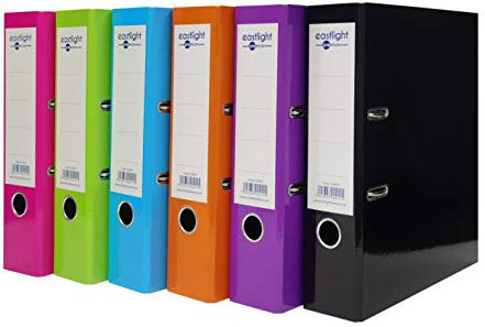 Eastlight A4 Bright Colour Lever Arch File Assorted, Pack of 6