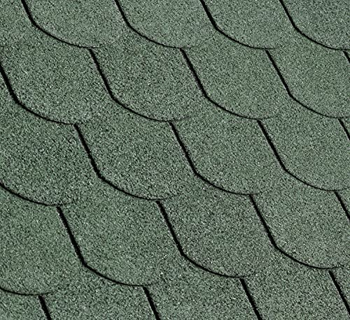 Gartenwelt Riegelsberger Premium bitumen takpannor, platt takpanna, grön, 2 m² (14 stycken) Takpannor med glasfiberförstärkning