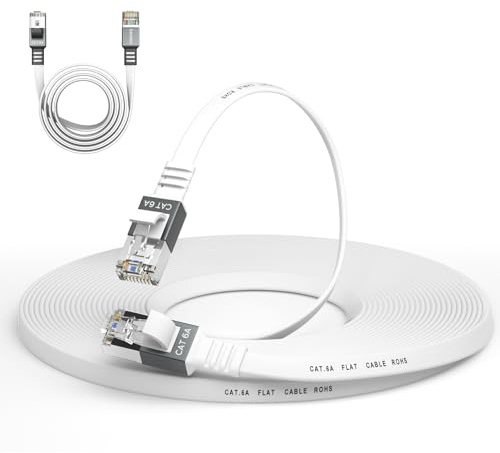 Smolink Ethernet Cable, Cat 6A Ethernet Cable 50 Ft with 1.5Ft Short Patch Cord, Slim High Speed 10 Gigabit Computer Wire with RJ45 Connectors, Faster Than Cat6/Cat5e/Cat5 Cable, White