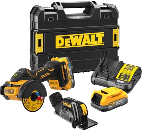 DeWALT DCS438E2T-GB 18V Brushless Cut Off Tool with 2 x 1.7Ah Powerstack Batterys Kitbox and Charger