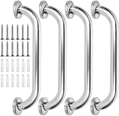 MIVIDE 4pcs Poignée de Baignoire, 30cm Barre d'appui en Acier Inox, Poignées Antidérapante pour Douche, WC, Salle de Bain, Baignoire(30cm)