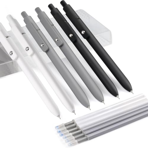 Weysoo Kugelschreiber, 6 Stück Gelschreiber mit 6 Stück Nachfüllminen, Gelstifte Aesthetic, Schwarze Einziehbare Gelschreiber, Gel Pen, Kugelschreiber Pastell für Schulsachen, Schreiben -0,5 mm