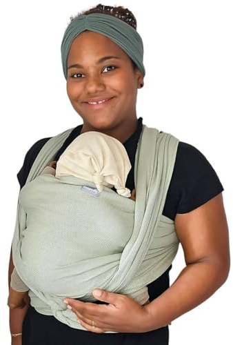 Hoppediz gewebtes Baby-Tragetuch ab Geburt, Neugeboren bis Kleinkind, 100% Baumwolle, Elba 3,70 m