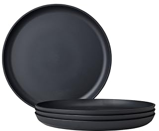 Mepal - Assiette petit déjeuner 4 pièces Silueta - Lavable au lave-vaisselle et résistant au micro-ondes - Assiettes en plastique - Assiettes plates - Vaisselle - 23 cm - Nordic black