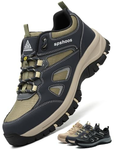 Zapatos de Seguridad para Hombre Mujer S1 ESD Verdemilitar Azuloscuro EU 42
