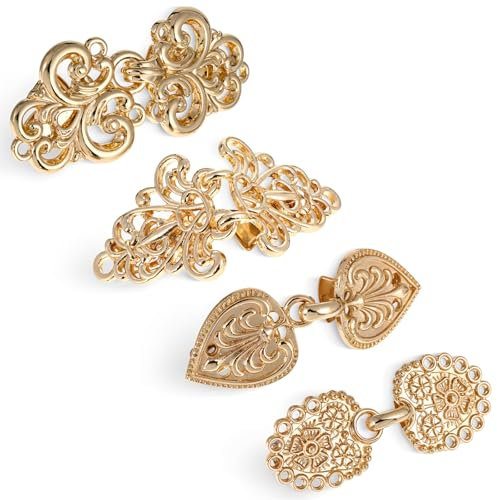 Dimeho Lot de 4 clips vintage pour pull/écharpe, châle, châle, châle, châle, châle, châle, châle, veste, robe, chemise, broche, pour femme, Métal
