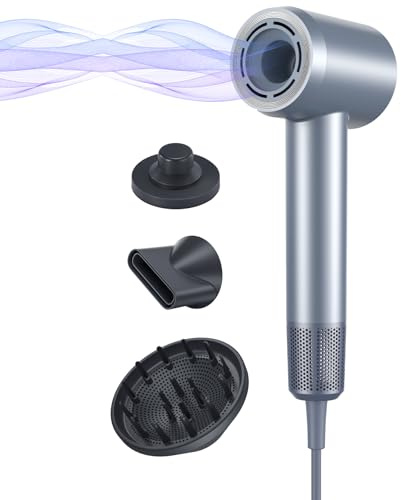 Hochgeschwindigkeits Haartrockner, 110000 U/Min Bürstenloser Motor, 21 M/S Schnelltrocknung, 200 Millionen Negative Ionen, Mit Diffusor Und Konzentrator, 5 Wärmeeinstellungen, 2 Geschwindigkeiten