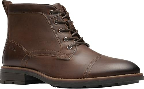 Clarks Men's Emmet Zip Ankle Boot, Brown Distressed Leather, 10.5