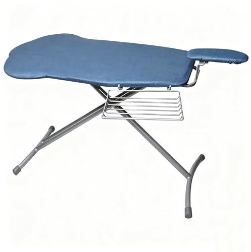 Extra Wide Large Ironing Board with Sleeve Rack and Iron Rest, Folding Iron Boards with Shelves, Height Adjustable Iron Table(Blue)