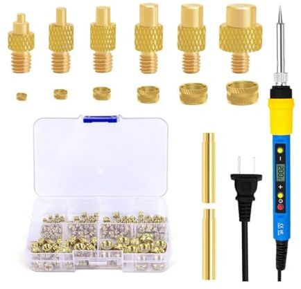 139 Piece Threaded Inserts Soldering Tips Set, 80 W LED Temperature Adjustable Soldering Iron with 130 Pieces Thread Inserts M2/M3/M4/M5/M6/M8, 8 Pieces Soldering Tips for Thread Insert