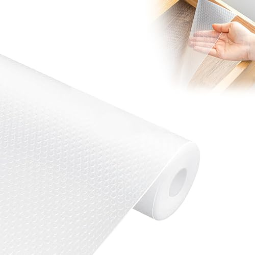 Aoreun Tappetini per Cassetti, Tappetino Antiscivolo per Cucina Non-adesivo EVA 45 x 600 cm, Rivestimento Cassetti per Cucina Armadietti Tavoloe Frigorifero Ripiani (Trasparente)