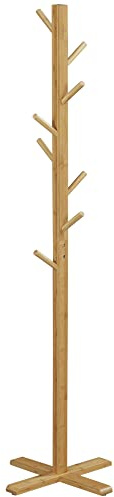HOMCOM Perchero de Pie de Bambú, Perchero para Ropa con 8 Ganchos, Forma de Árbol, para Colgar Bolsas, Sombreros, en Pasillo, Entrada, Dormitorio, 49,5x49,5x178 cm, Natural