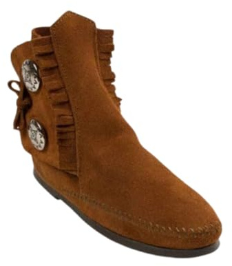 Minnetonka Bottes à Deux Boutons pour Femme avec Deux Boutons, Marron, 38.5 EU
