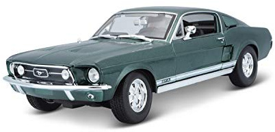 Bauer Spielwaren 2042958 Maisto Ford Mustang GTA Fliessheck ´67: Modellauto mit Federung, Maßstab 1:18, Türen und Motorhaube beweglich, Fertigmodell, lenkbar, 24 cm, grün (531166), 25x10x8cm