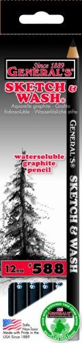 General Pencil 588GP Sketch and Wash Pencils,Graphite, 12-Pack