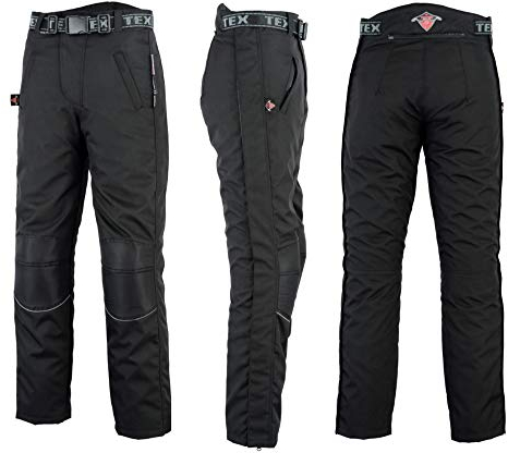 Texpeed Motorradhose Überhose mit protektoren herren und voller Reißverschluss - Textil Wasserdicht Motorroller Motorrad Bikerin Mit Schutz (EN 1621-1) - Schwarz