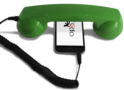 Opis Technology 60s Micro Retro Phone Handset for Smartphones, Corded Receiver with 3.5 mm Plug and USB-C Adapter, for Android, Tablets and Computers (Green)