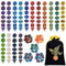 QMAY Polyedrische Würfel, 20 x 7 (140 Stück) Doppel Farben Tisch Spiel Würfel für Dungeons and Dragons Pathfinder DND RPG MTG Tischspiele Würfel D20 D12 D10 (00-90 und 0-9) D8 D6 D4