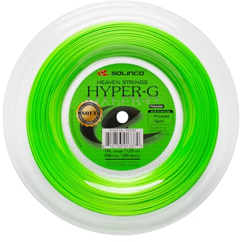 Solinco Hyper-G - Carrete de cuerda de tenis suave de 200 m más suave de alto rendimiento, monofilamento de copoliéster para potencia, giro y control, 17