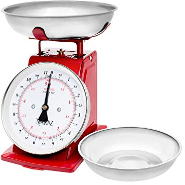MARLIZ Bilancia meccanica per alimenti, 5 kg, bilancia analogica da cucina con 2 ciotole (grammi e once) | Balanza de Cocina - Bilancia per carne rossa