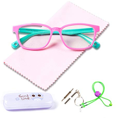 AetrvoHope Blaulichtblockierende Brille für Kinder, Computerbrille für Kinder im Alter von 4–13, unzerbrechlicher Rahmen, Anti-Blaustrahl-Brille mit Etui, Anti-UV400 und Überanstrengung der Augen,