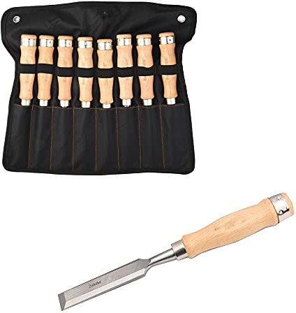 Formones Juego Cinceles Formones para Madera 8 Cinceles Profesionales Acero Cromo-Vanadio y Mango de Madera para Tallar Madera Carpintería Recortar Los Bordes