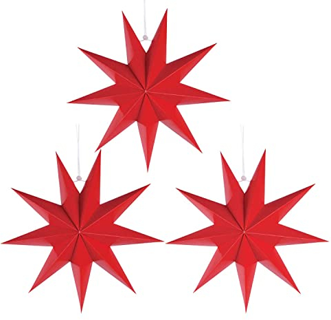 3 Pièces Etoile Papier Noel a Suspendre 30cm Papier étoiles Plafond Ornement Etoile Noel 3D Papier Suspendre Deco pour Noël Mariage fête Danniversaire Anniversaire Mariage Deco