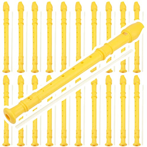 MUKLEI 20 Pack Descant Soprano Recorder, 8 Hole Soprano Recorder Recorder Instrument with Cleaning Rod for Beginners, Yellow
