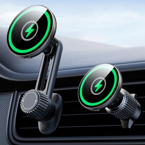 Holdersafe 15W Autohalterung mit Ladefunktion - 2024 Wireless Charger Auto Kfz Ladegerät für MagSafe kompatibel mit iPhone 15/14/13/12 Pro Plus Max Series
