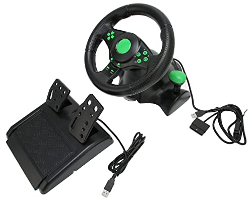 Tangxi PC Game Racing Wheels with Pedal, 180 Degree USB Car Racing Driving Wheel, Racing Wheel PC Game Machine Steering Wheel for XBOX 360, for PS3, for PS2 and PC