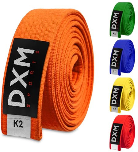 DXM SPORTS BJJ Jiu Jitsu Belt - Taekwondo Karate Belt - Martial Arts Uniform Ranking Judo Belt Double Stitched for Kids Adult (Orange, 260cm)