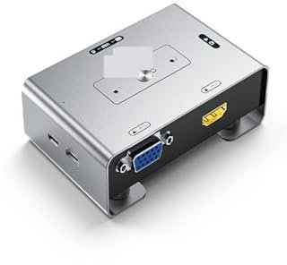 commutateur HDMI, Commutateur KVM HDMI + VGA vers VGA 2x1 1080P 60Hz commutateur vidéo for PC portable PS3/4/5 Xbox vers projecteur de moniteur TV Transmission De Signal Stable Haute RéSolution ( Colo